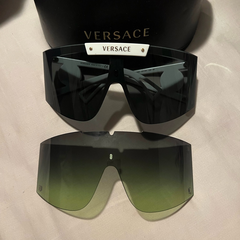 Versace Black And Green Oversized Sunglasses